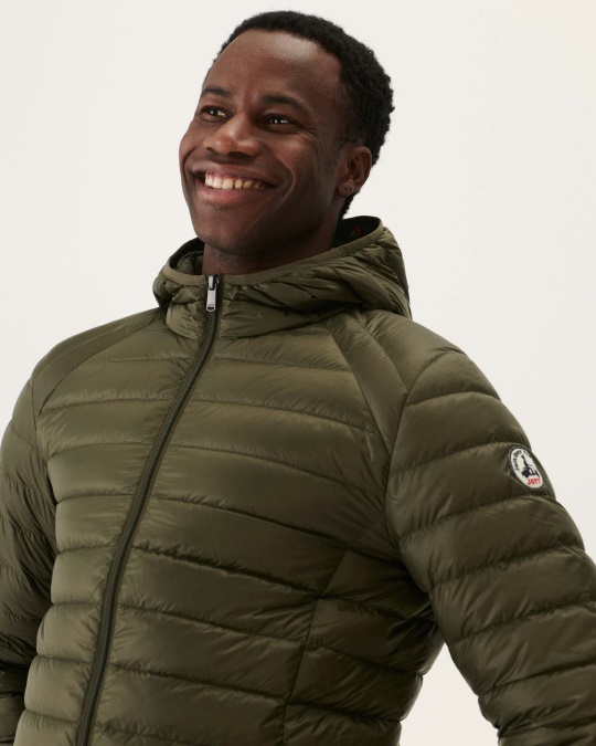 Letvægts Dunjakke Med Hætte, Army Nico Jott