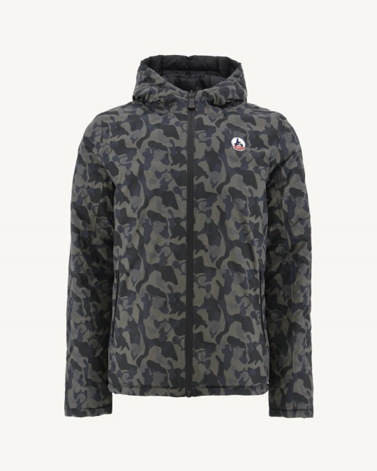 Jott Print Militaire/noir Vendbar Pufferjakke Med Hætte Bergen