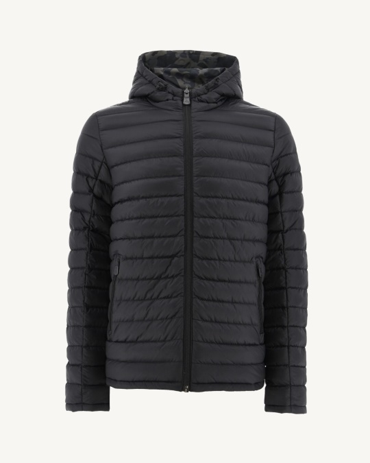 Jott Print Militaire/noir Vendbar Pufferjakke Med Hætte Bergen