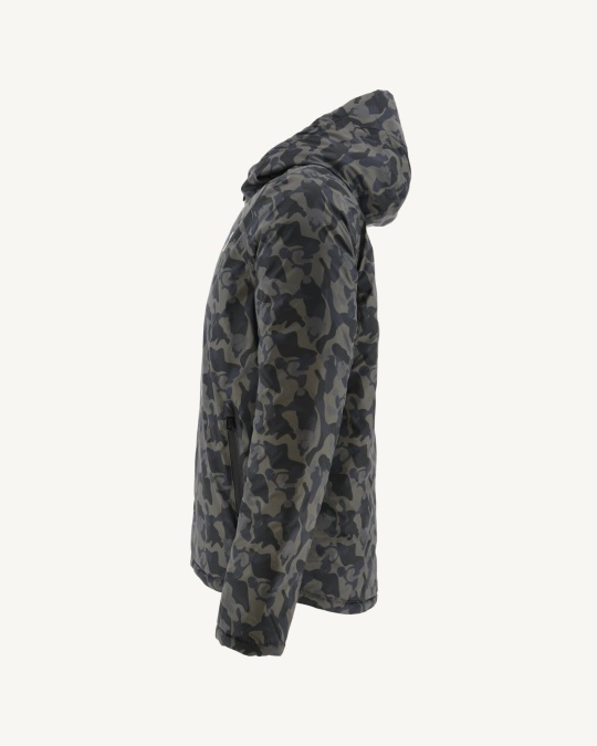 Jott Print Militaire/noir Vendbar Pufferjakke Med Hætte Bergen