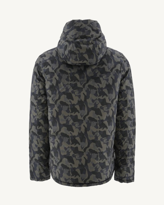 Jott Print Militaire/noir Vendbar Pufferjakke Med Hætte Bergen