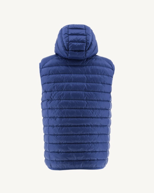 ærmeløs Dunjakke Med Hætte Mørk Denim Pat Jott