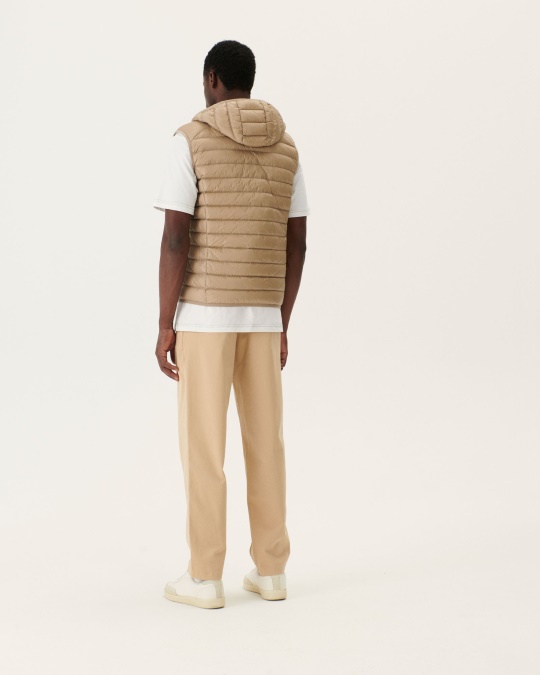 ærmeløs Dunjakke Med Hætte Beige Pat Jott