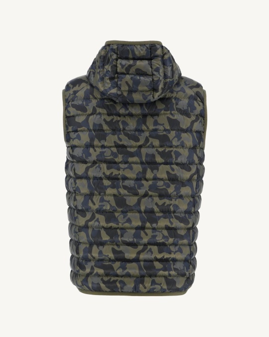 Print Militaire ærmeløs Dunjakke Med Hætte Pat Jott