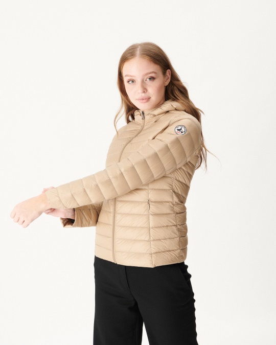 Jott Letvægts Hætte Dunjakke Beige Cloe
