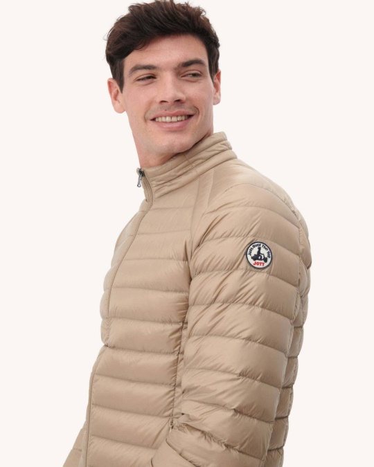 Beige Letvægts Dunjakke Mat Jott