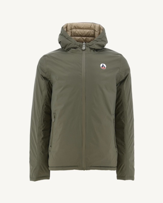 Jott Army/beige Vendbar Pufferjakke Med Hætte Bergen
