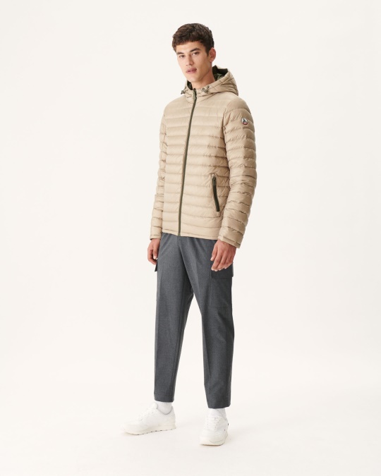 Jott Army/beige Vendbar Pufferjakke Med Hætte Bergen