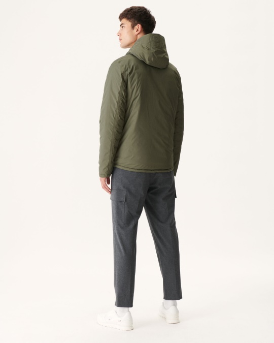 Jott Army/beige Vendbar Pufferjakke Med Hætte Bergen