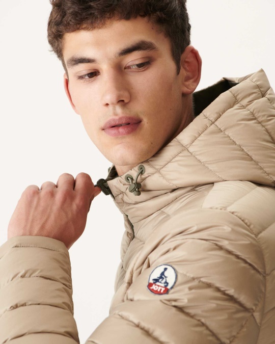 Jott Army/beige Vendbar Pufferjakke Med Hætte Bergen