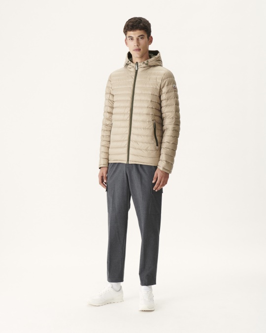 Jott Army/beige Vendbar Pufferjakke Med Hætte Bergen