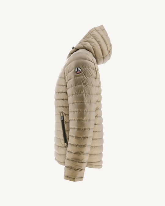 Jott Army/beige Vendbar Pufferjakke Med Hætte Bergen