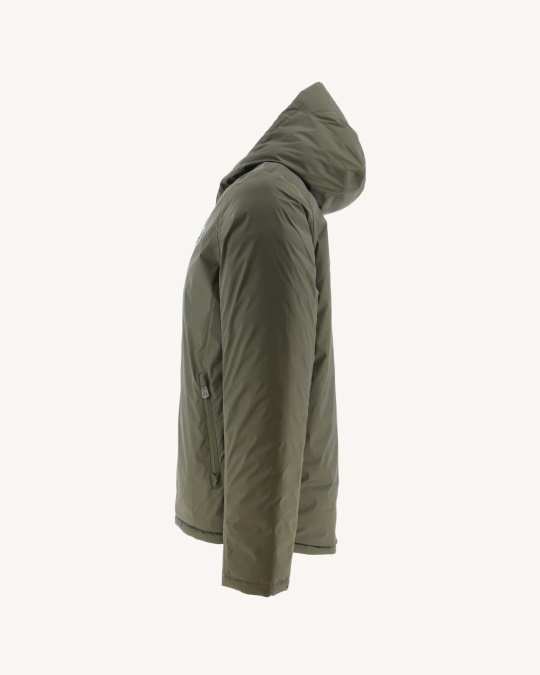 Jott Army/beige Vendbar Pufferjakke Med Hætte Bergen