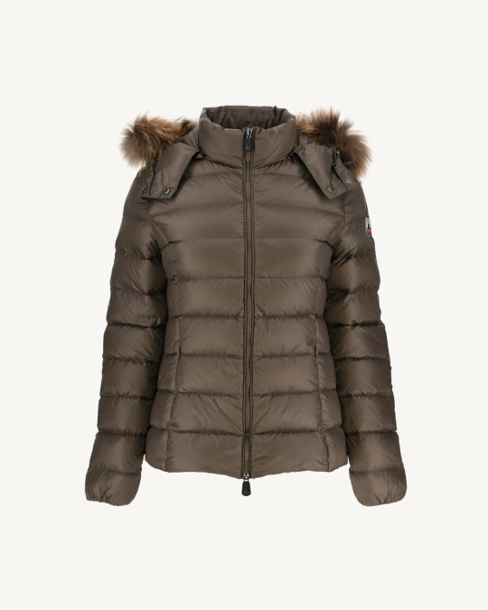 Jott Dunjakke Med Hætte Taupe Luxe
