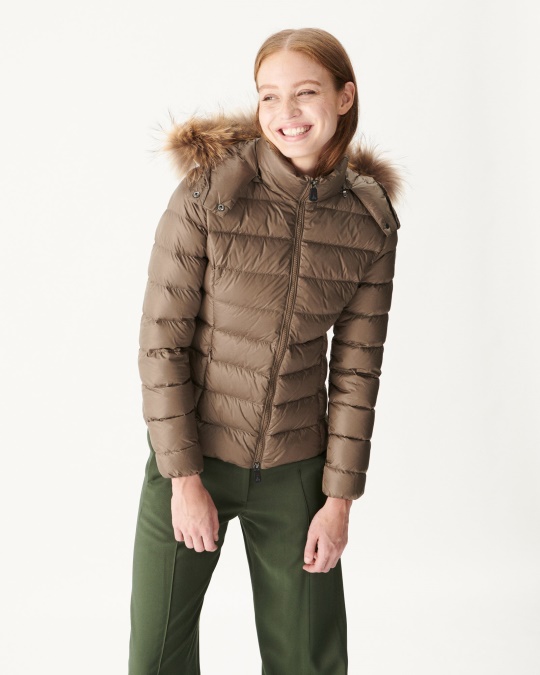 Jott Dunjakke Med Hætte Taupe Luxe