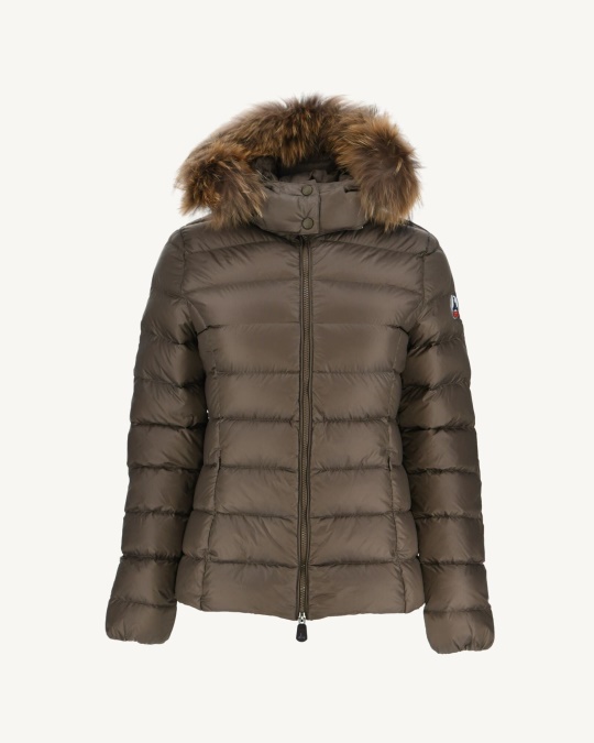 Jott Dunjakke Med Hætte Taupe Luxe