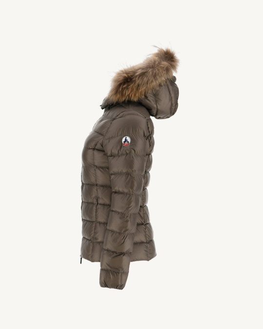 Jott Dunjakke Med Hætte Taupe Luxe